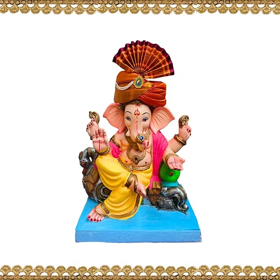 Ganesh Feta Mukut (Turban, Silk, Orange)