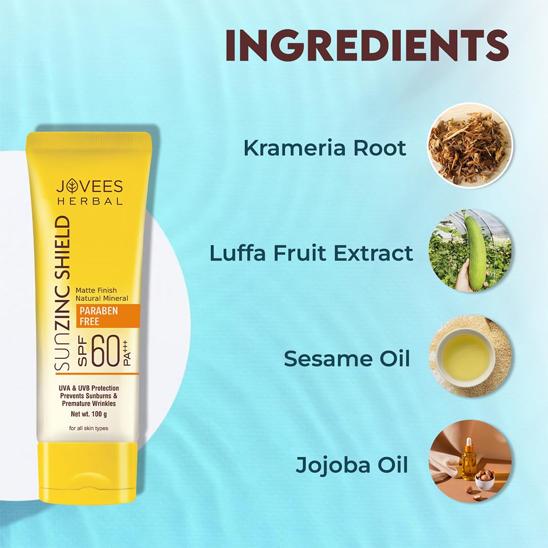 Jovees Sun Zinc Shield SPF 60 PA+++ Sunscreen
