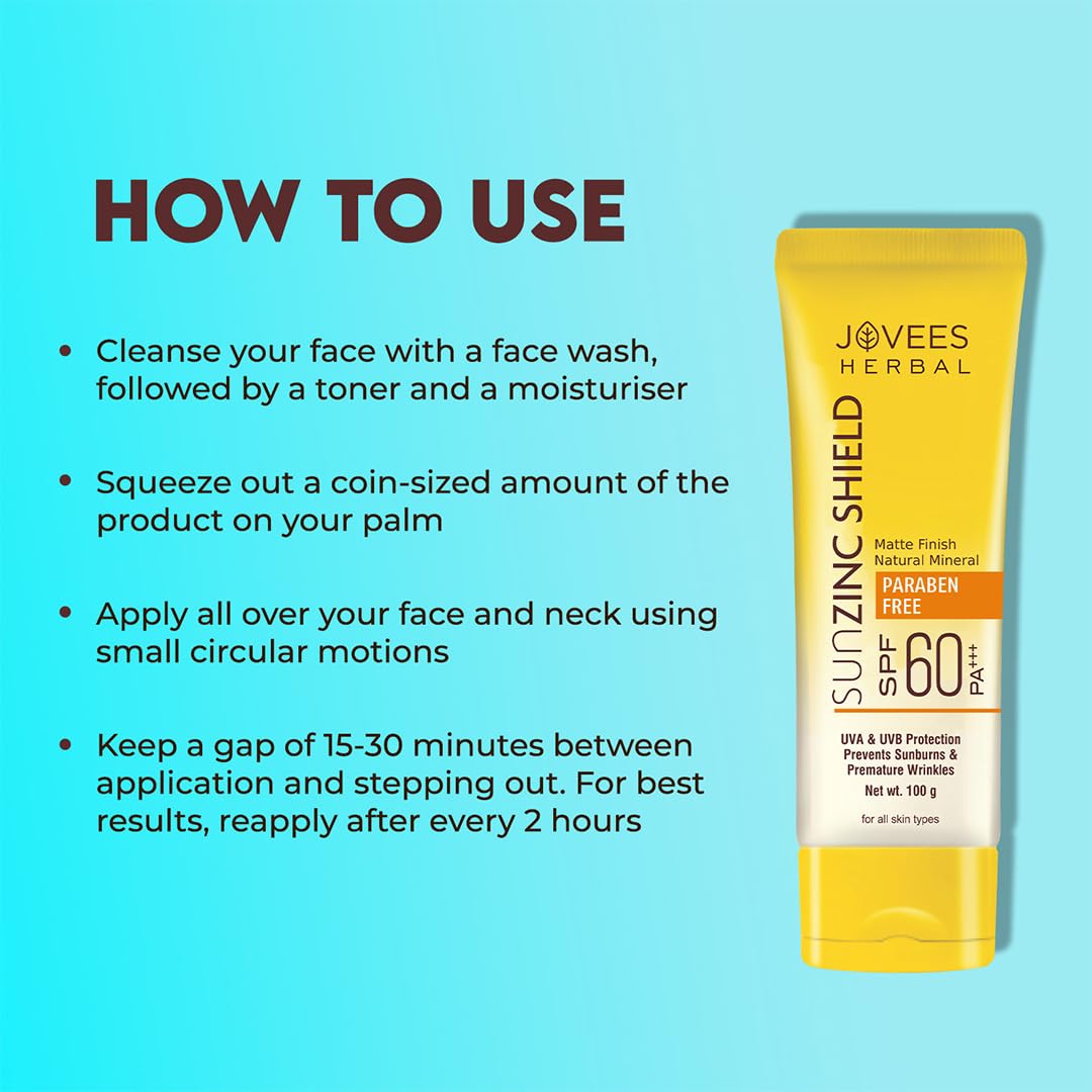 Jovees Sun Zinc Shield SPF 60 PA+++ Sunscreen