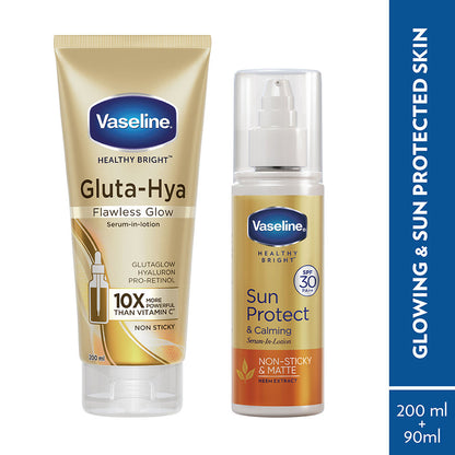 Vaseline Gluta Hya and Sun Protect Calming Body Serum Combo