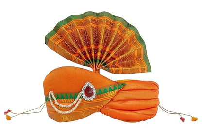 Ganesh Feta Mukut (Turban, Silk, Orange)