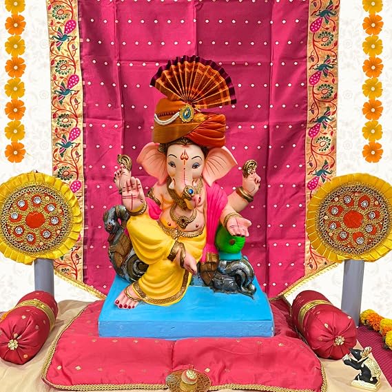 Ganesh Feta Mukut (Turban, Silk, Orange)