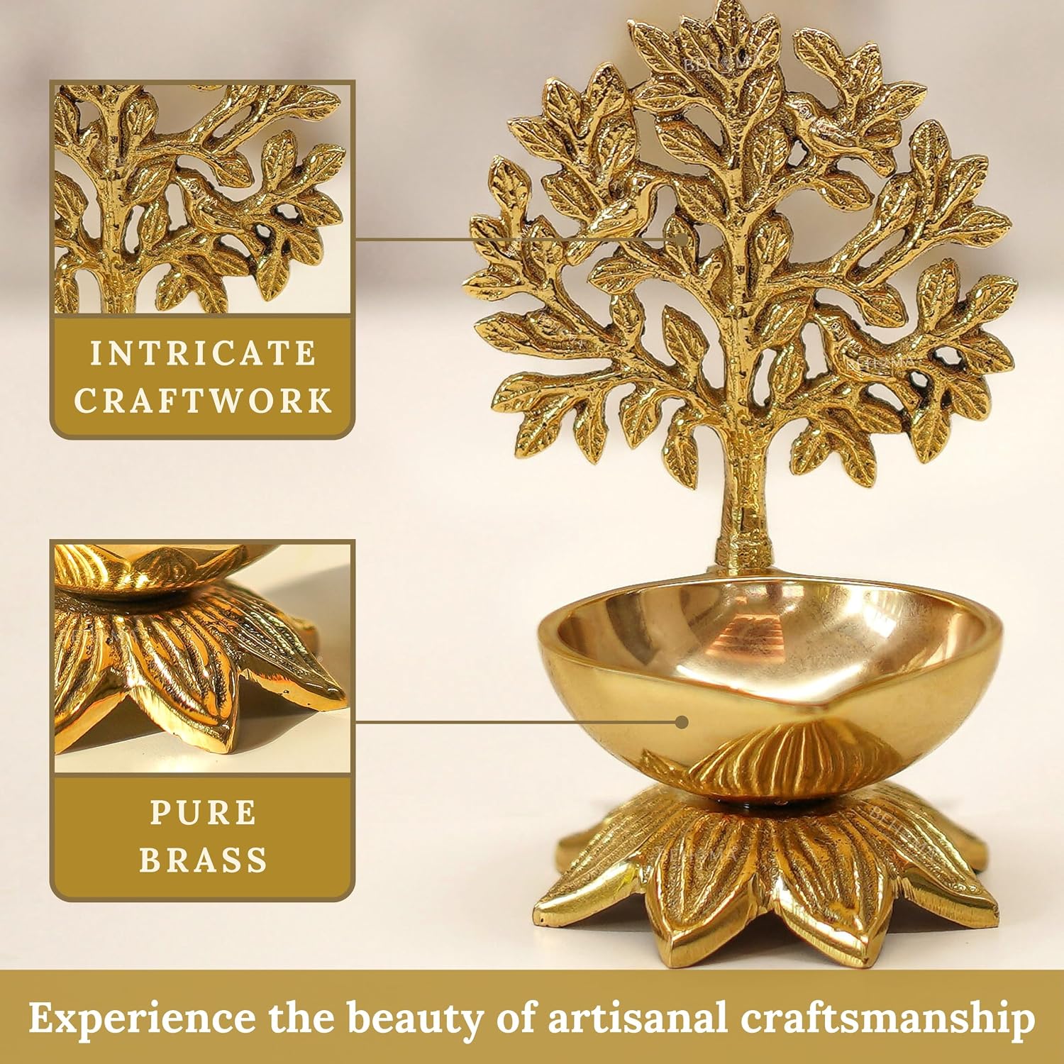 Behoma 100% Pure Brass Kalpavriksha Diya for Puja | Deepak for Mandir