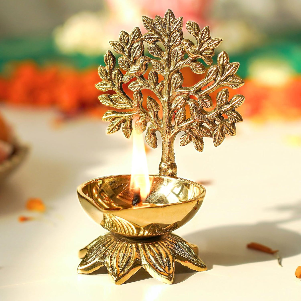 Behoma 100% Pure Brass Kalpavriksha Diya for Puja | Deepak for Mandir