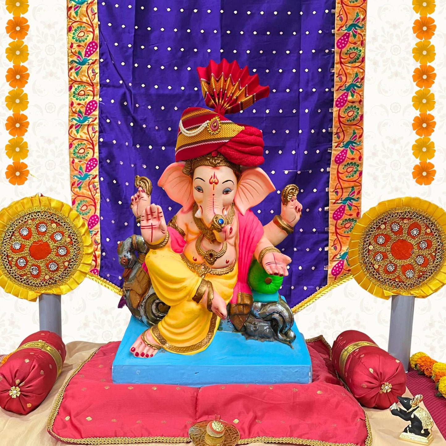 Ganesh Feta Mukut (Turban, Khun, Red)