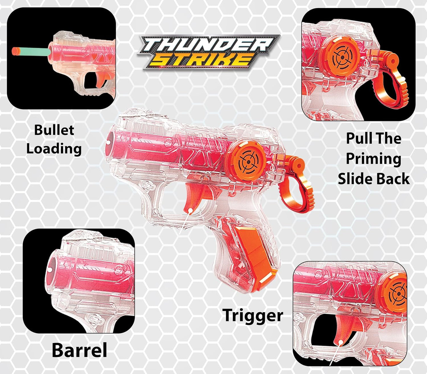 K. V. Toys Thunder Strike Transparent Toy Gun with 6 Darts