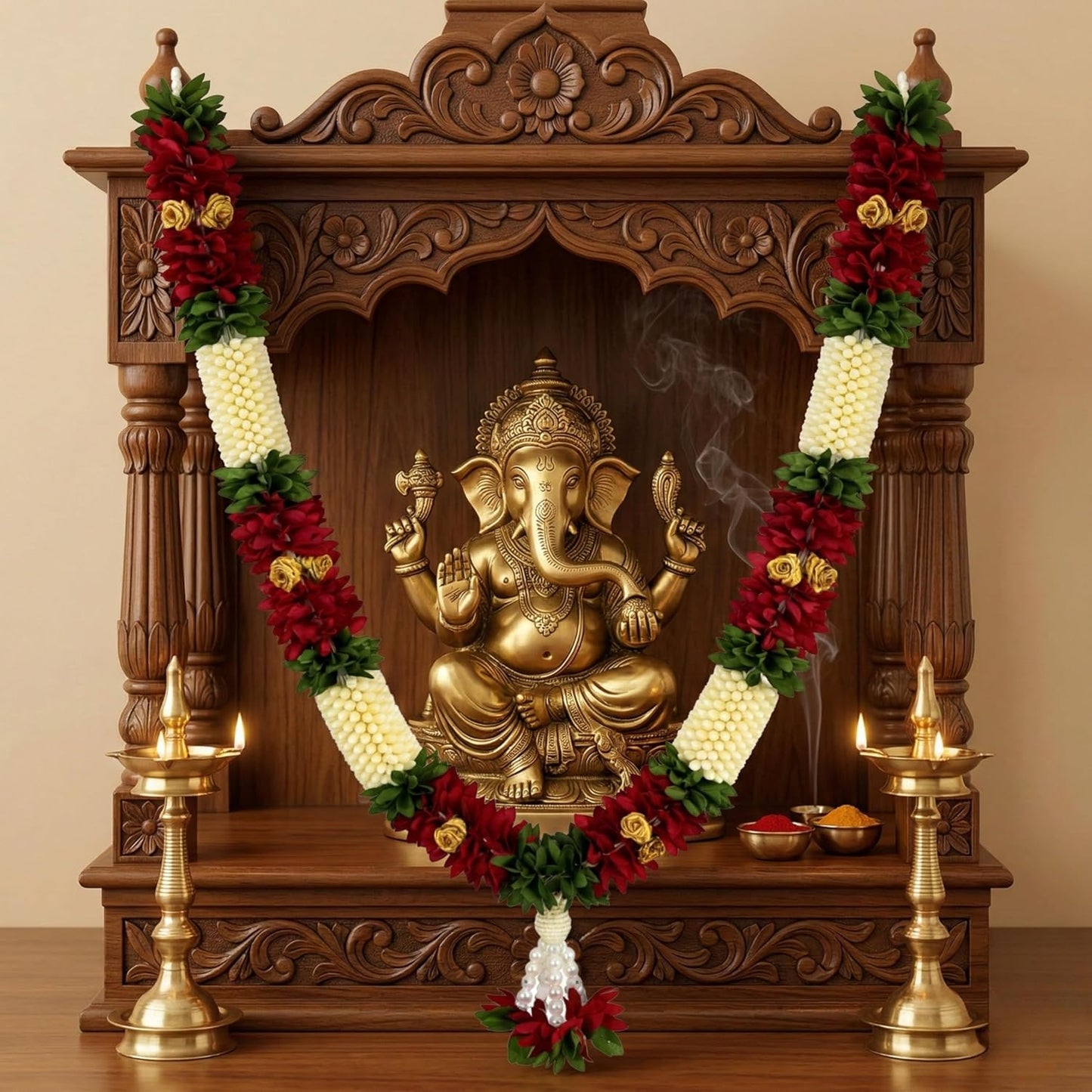 Handmade Artificial Flower Garland for Photo Frame Mala for god Idols Home Decoration