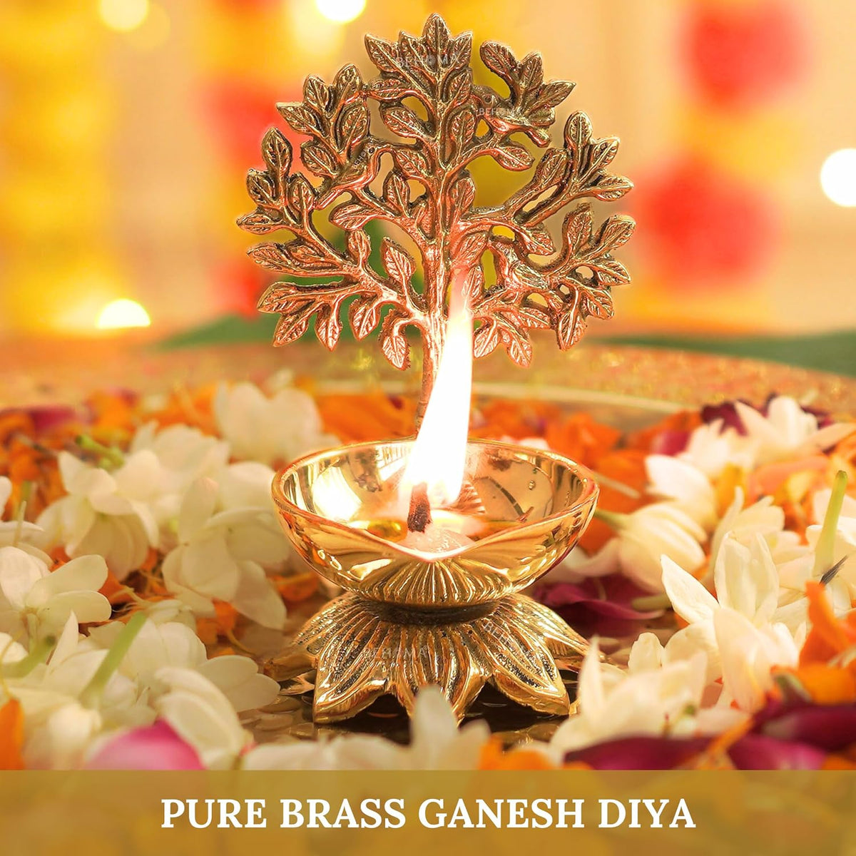 Behoma 100% Pure Brass Kalpavriksha Diya for Puja | Deepak for Mandir