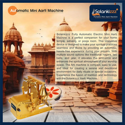 Fully Automatic Electric Mini Aarti Machine With Nagara | 2 Bells & Jalar For Home Temple