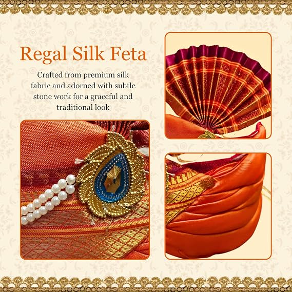 Ganesh Feta Mukut (Turban, Silk, Orange)