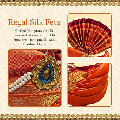 Ganesh Feta Mukut (Turban, Silk, Orange)