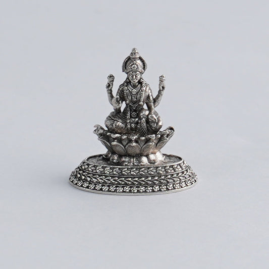 Pure Silver Antique Laxmi Devi With Lotus Grams:5.8