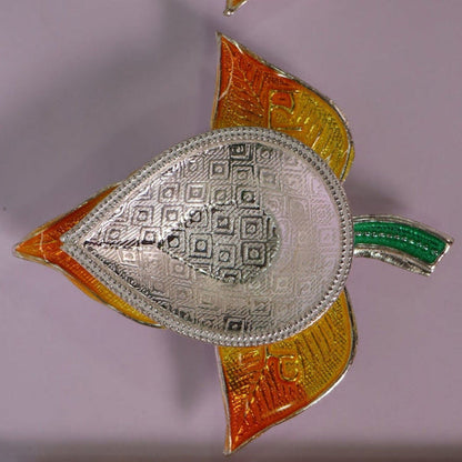 Pure Silver Gold Bilva Patram Fancy Diya