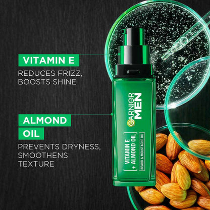 Garnier Men Beard and Moustache Oil With Vitamin E And Almond Oil