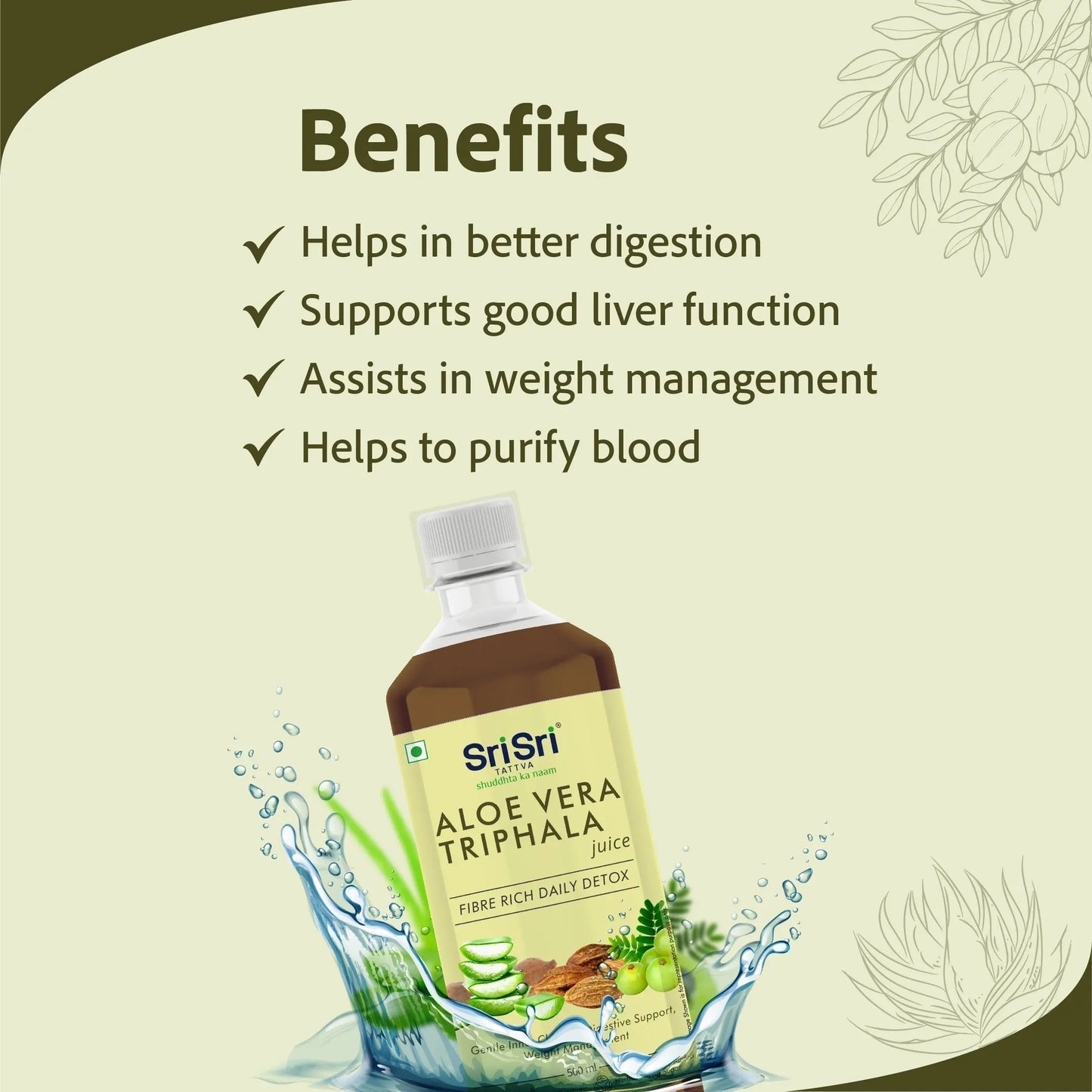 Sri Sri Tattva Aloe Vera Triphala Juice 500ml - PUSHMYCART