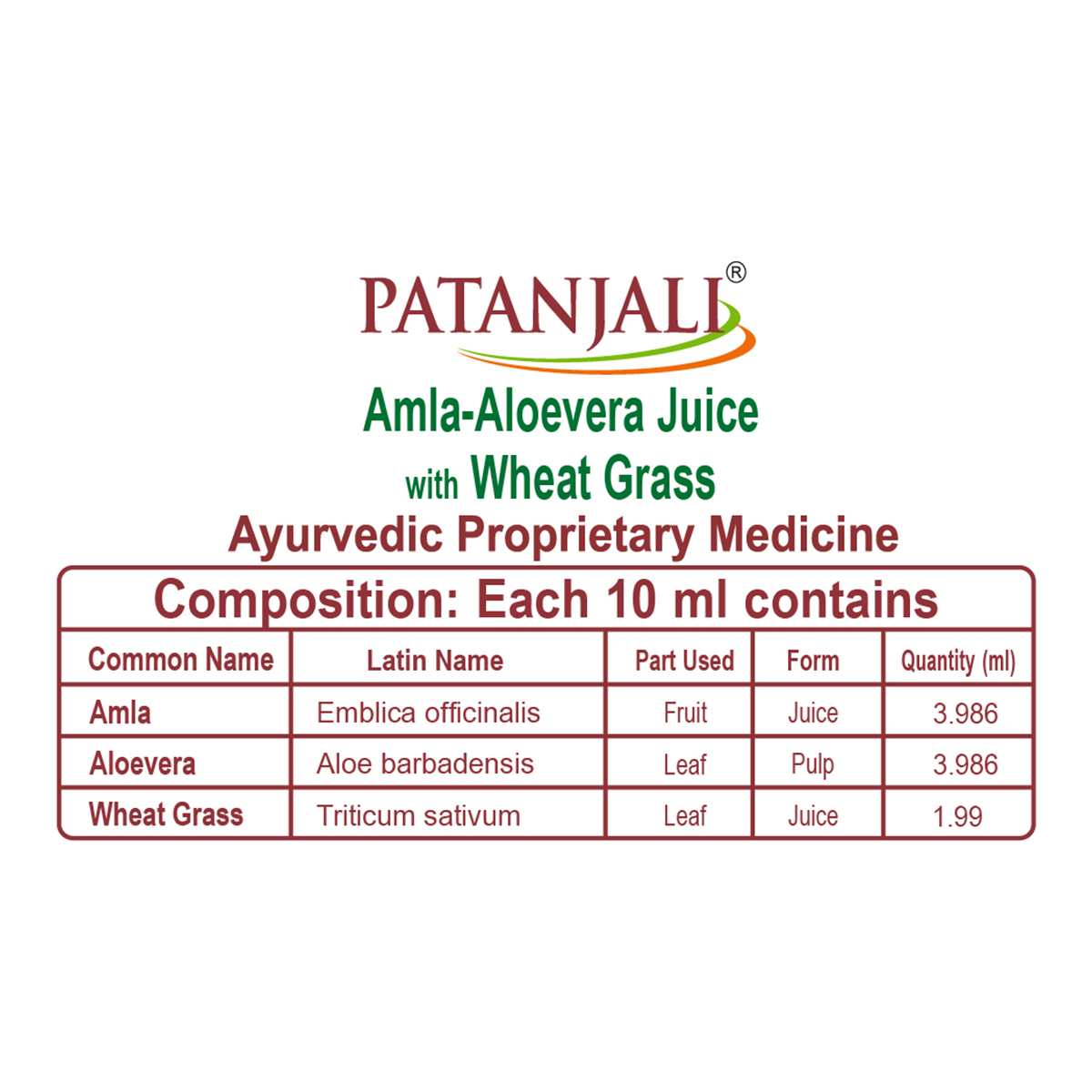 Patanjali Amla-Aloevera with Wheatgrass Juice