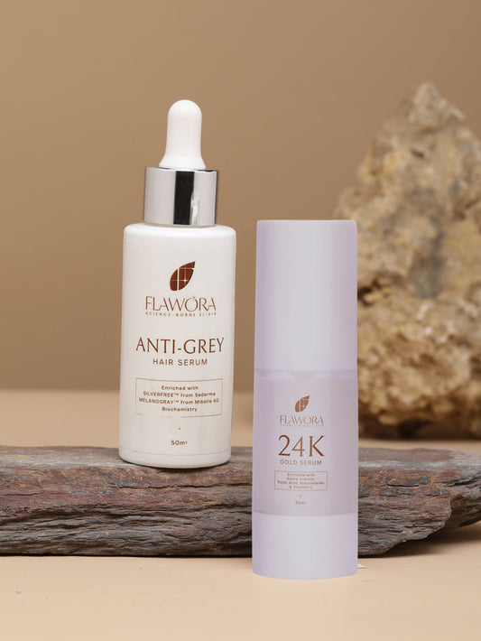Flawora Anti-Grey Hair Serum & 24K Gold Serum