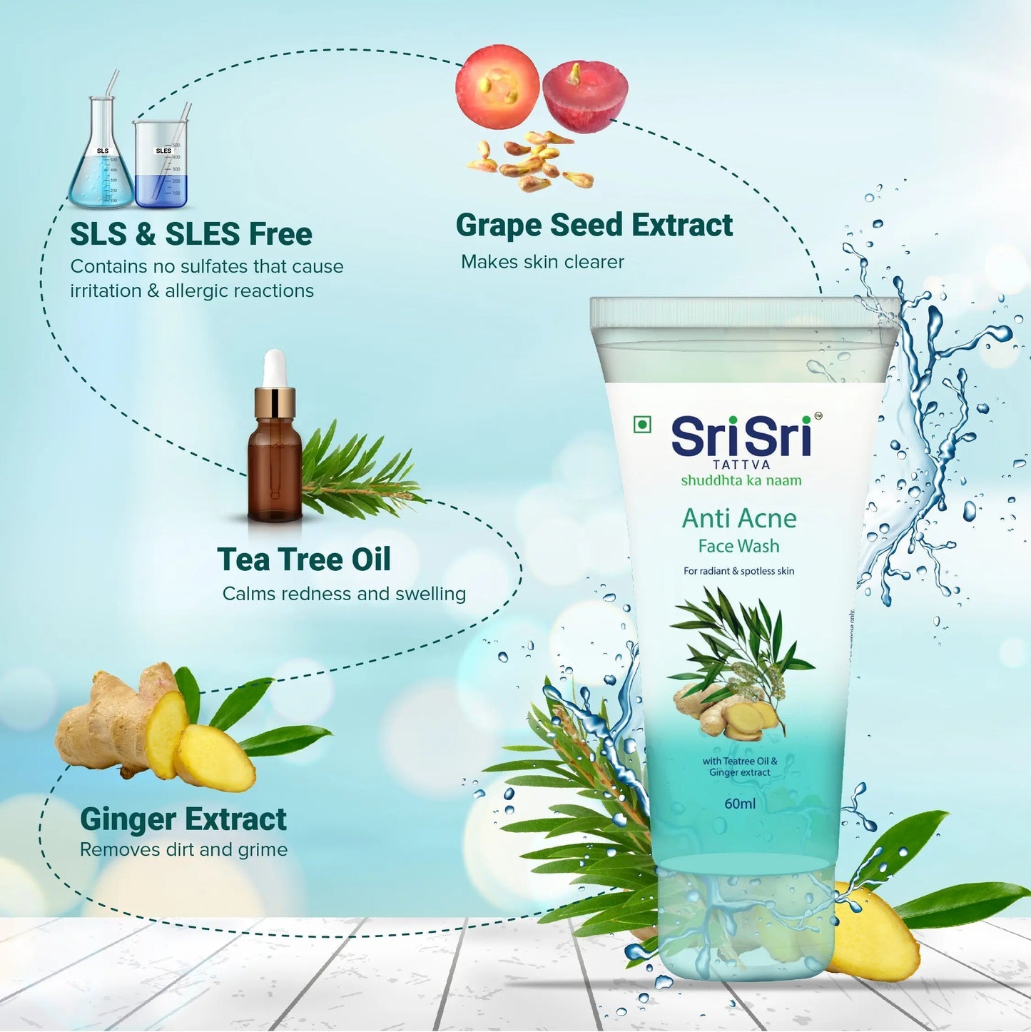 Sri Sri Tattva Anti Acne Face Wash - For Radiant & Spotless Skin
