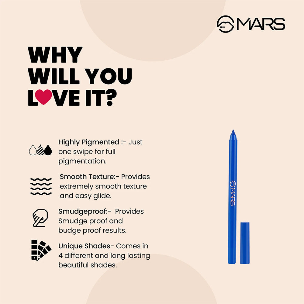 Mars Smooth Glide Kajal | Won't Smudge Won't Budge