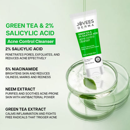 Jovees Derma Green Tea & 2% Salicylic Acid Acne Control Cleanser
