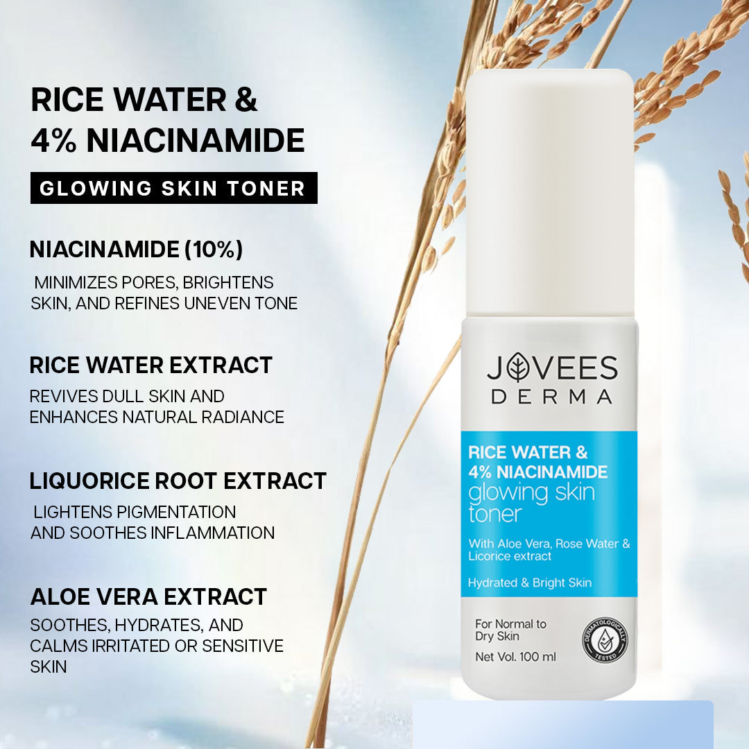 Jovees Derma Rice Water & 4% Niacinamide Glowing Skin Toner