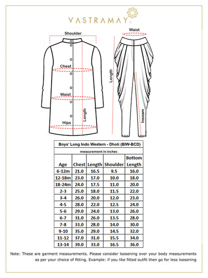 Vastramay Boys' Grey Silk Blend Sherwani