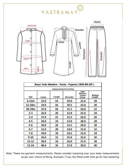 Vastramay boys green indo western jacket with cream kurta and pyjama set