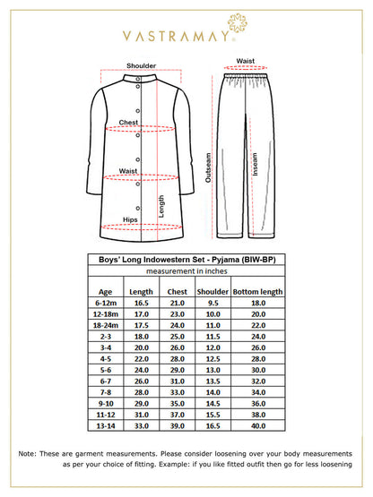 VASTRAMAY Boy's Navy Blue Glitter Indo Western Sherwani Set