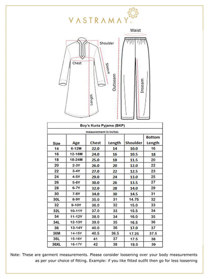 Vastramay Boy's Printed Cream Cotton Blend Kurta and Pyjama Set