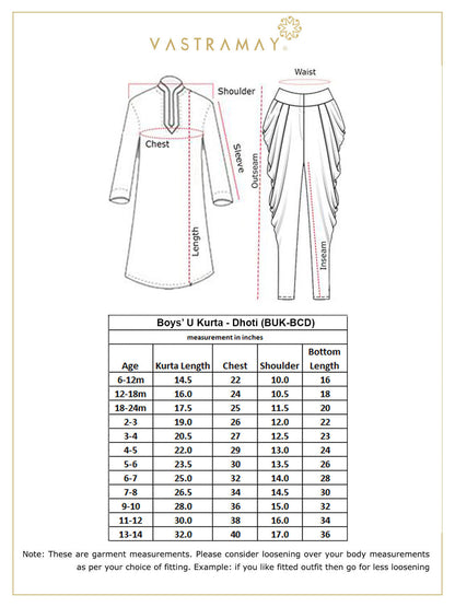 Vastramay Boys' Wine Cotton Silk Blend Kurta and Dhoti Pant Set