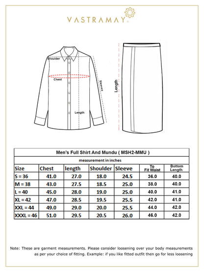 Vastramay Men's White Pure Cotton Shirt And Mundu Set