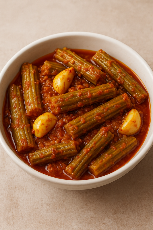 Mithos Drumstick Pickle with garlic