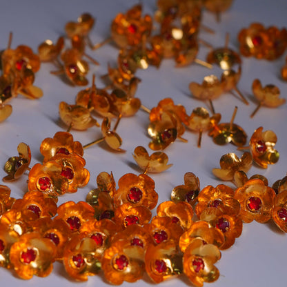 Pure Silver Gold Plated Kundan Flowers Pack Of 108