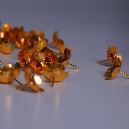 Pure Silver Gold Plated Kundan Flowers Pack Of 108
