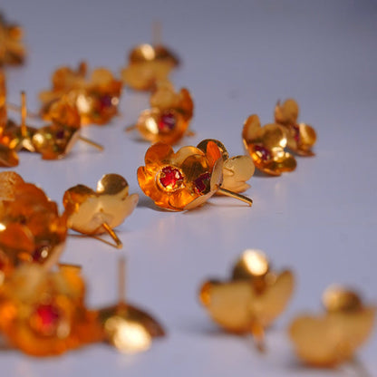 Pure Silver Gold Plated Kundan Flowers Pack Of 108