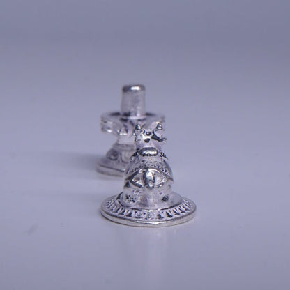 Pure Silver Nandi With Shivling Set