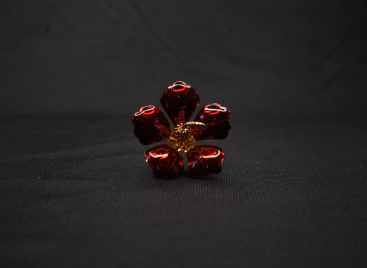 Pure Silver Red Hibiscus Flower 8.43g - PUSHMYCART