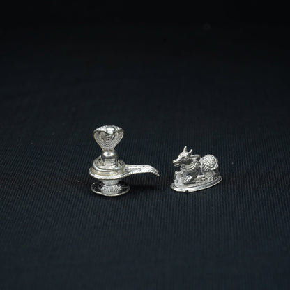 Pure Silver Shiva Lingam Snake With Nandi