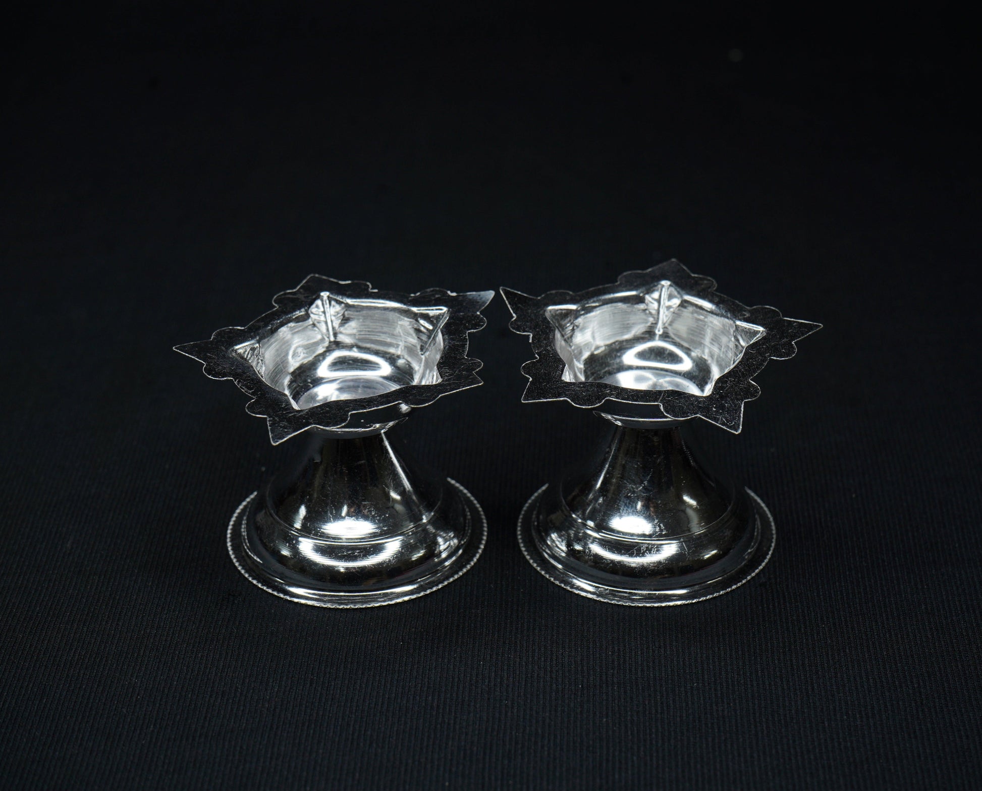 Pure Silver 5 Mukh Diya Pair 20g approx. - PUSHMYCART