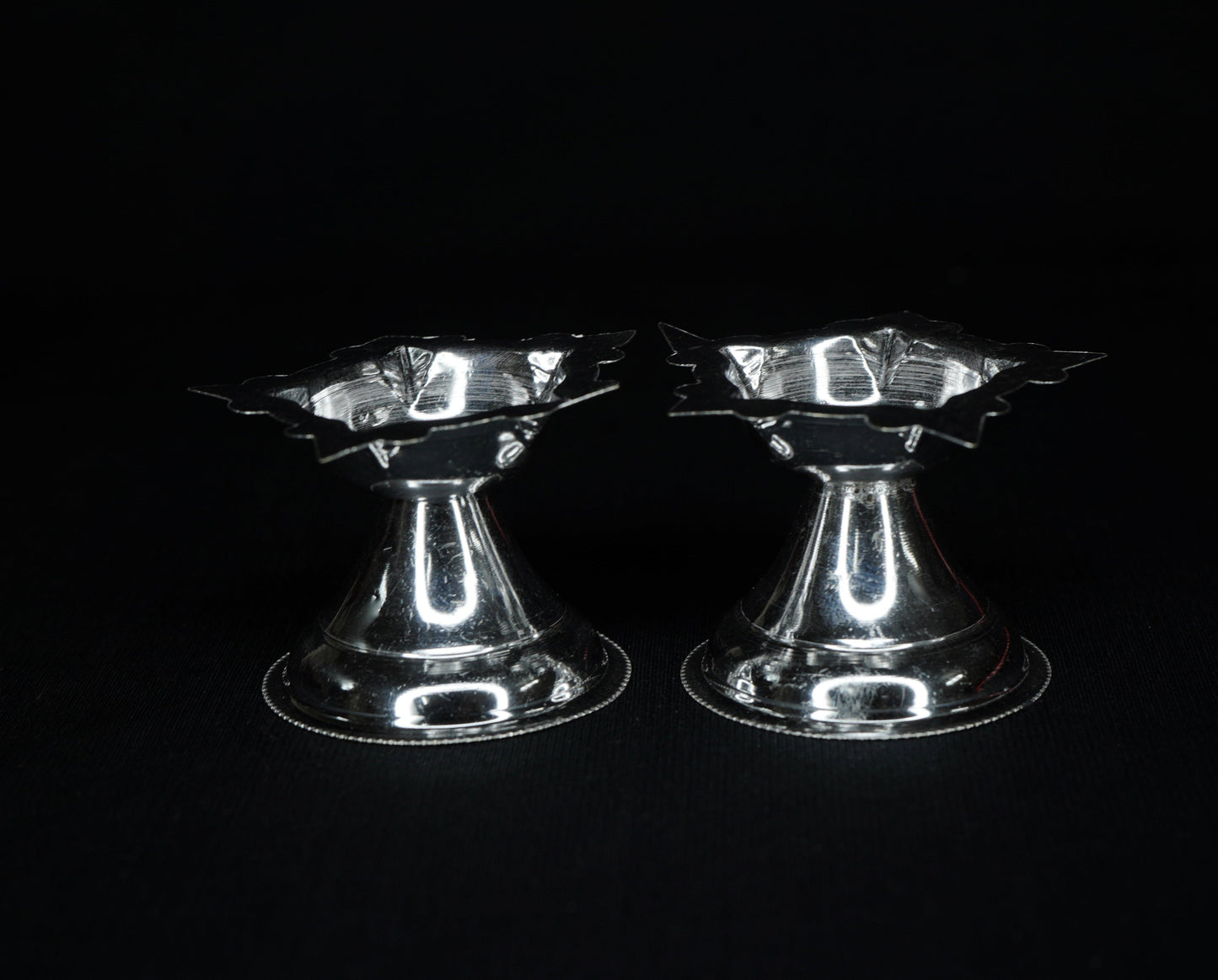 Pure Silver 5 Mukh Diya Pair