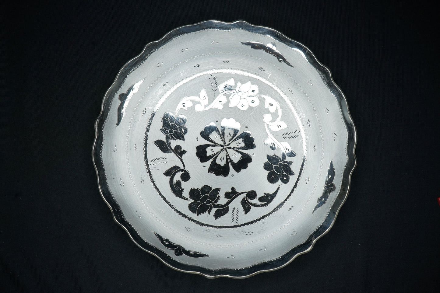 Pure Silver Floral Design Plate