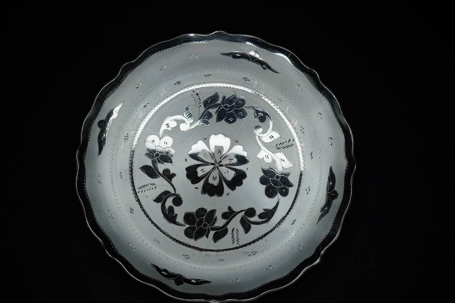 Pure Silver Floral Design Plate