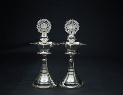 Pure Silver Diya With Peacock 104g - PUSHMYCART