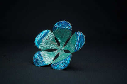 Pure Silver Big Flower green And Blue