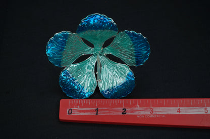 Pure Silver Big Flower green And Blue