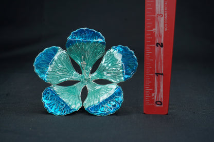 Pure Silver Big Flower green And Blue