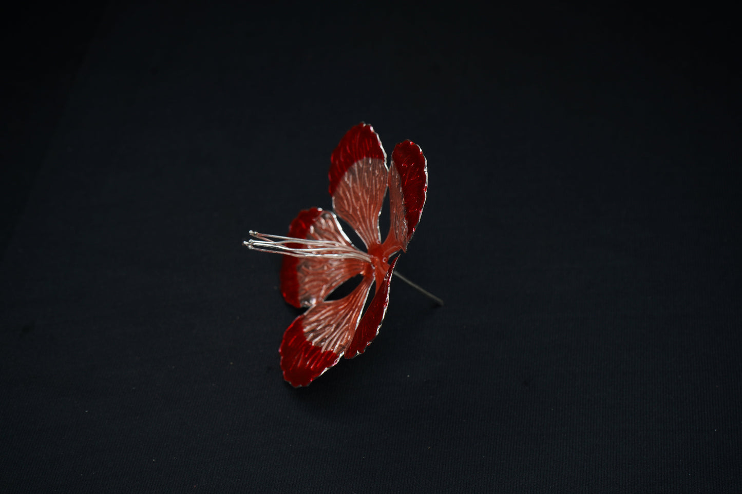 Pure Silver Big Red And Orange Flower