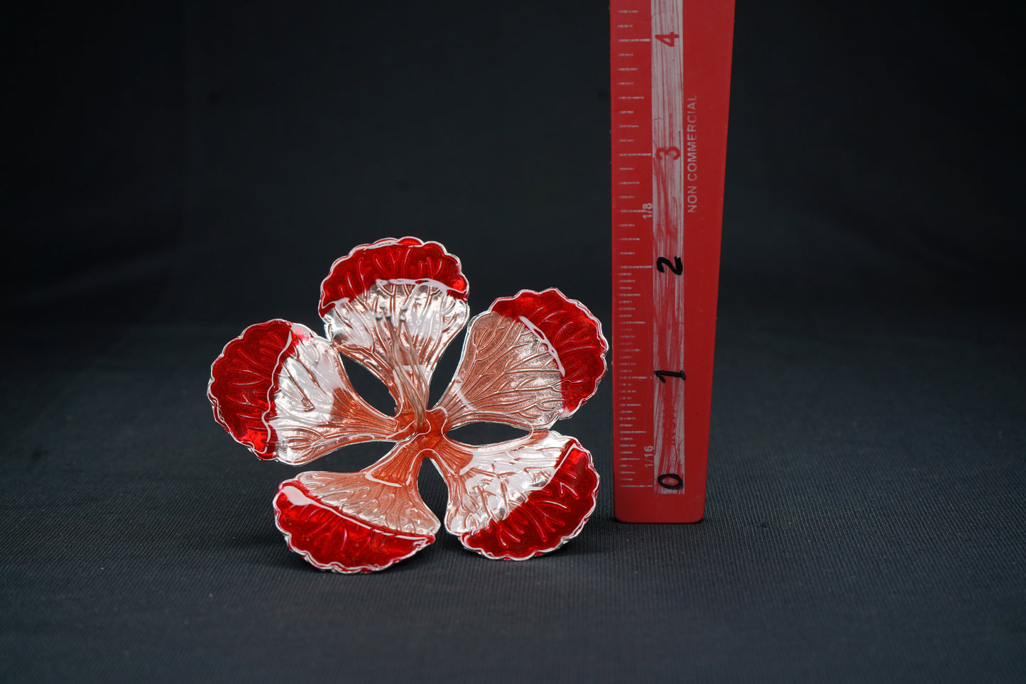 Pure Silver Big Red And Orange Flower