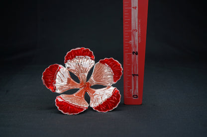 Pure Silver Big Red And Orange Flower