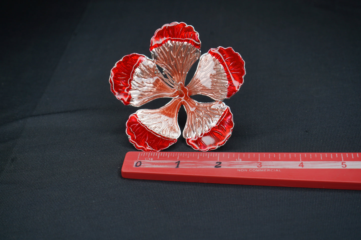 Pure Silver Big Red And Orange Flower